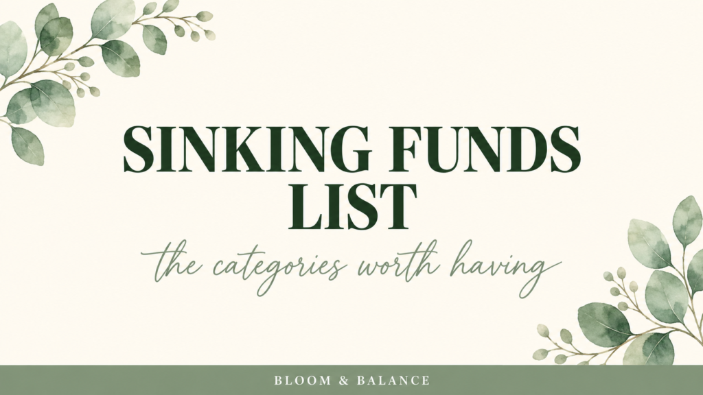 Sinking funds list — the categories worth having